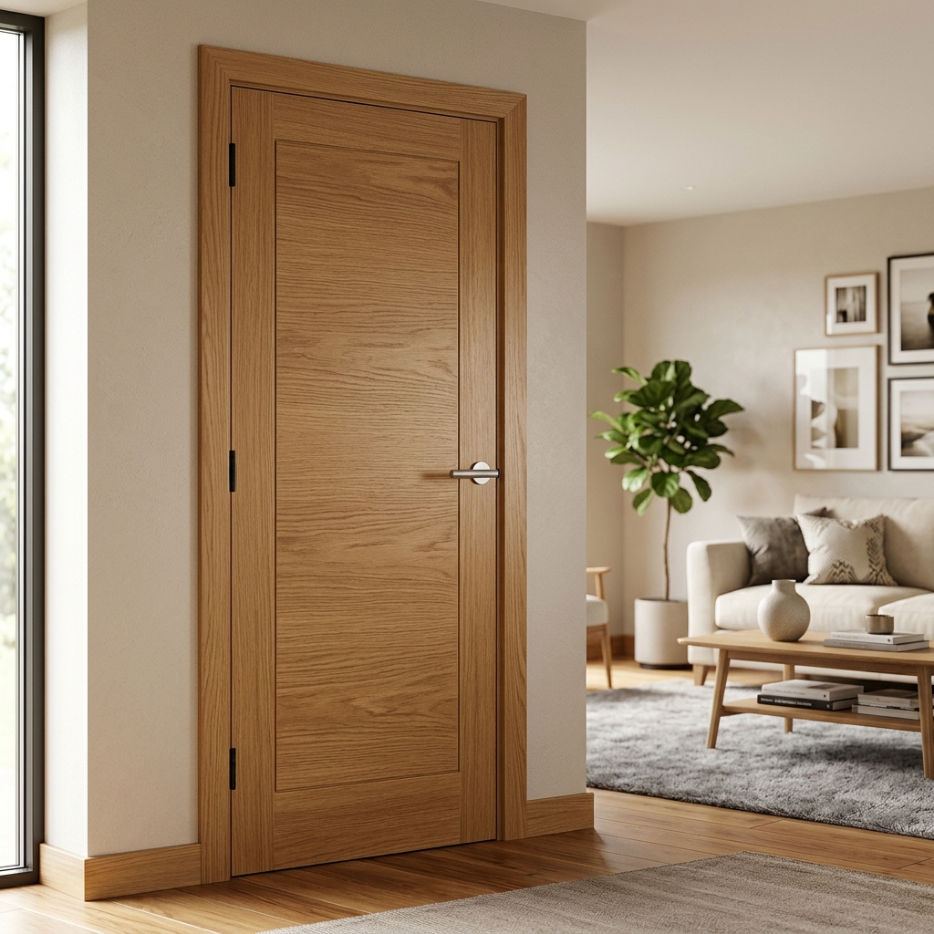 Modern internal wooden door with a flawless satin wood polish finish